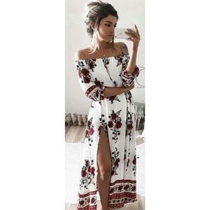 GORGEOUS red and white maxi dress